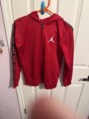 Youth Nike Air Jordan Red Full Zip Hoodie Sz LARGE